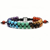 Handmade 7 Chakra Healing Bracelet with natural gemstones for energy balancing and meditation.