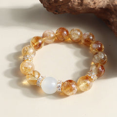 Citrine wealth bracelet with elastic cord, perfect for career growth and positive energy.