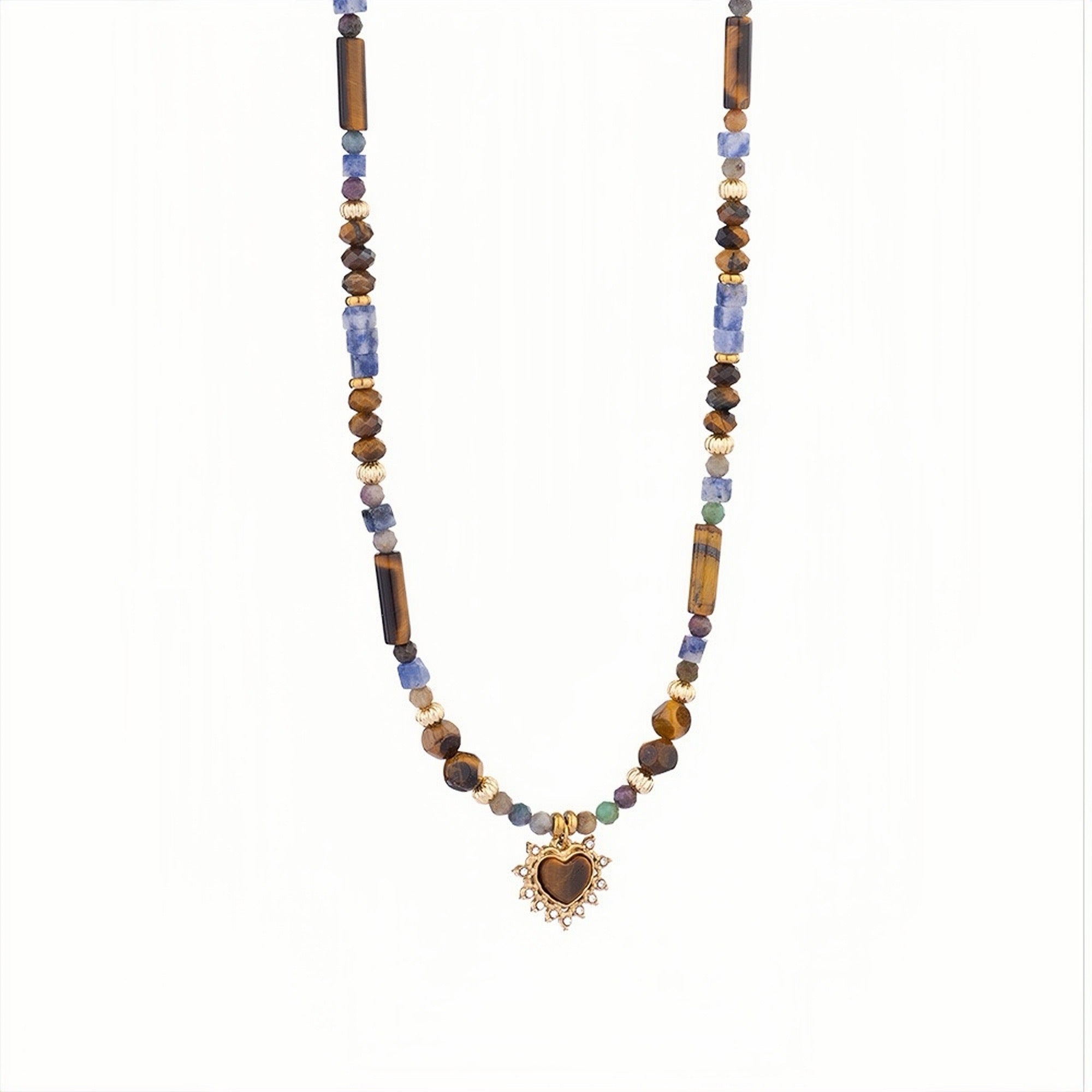 Handmade Natural Stone Necklace with Healing Crystals for Energy Balance