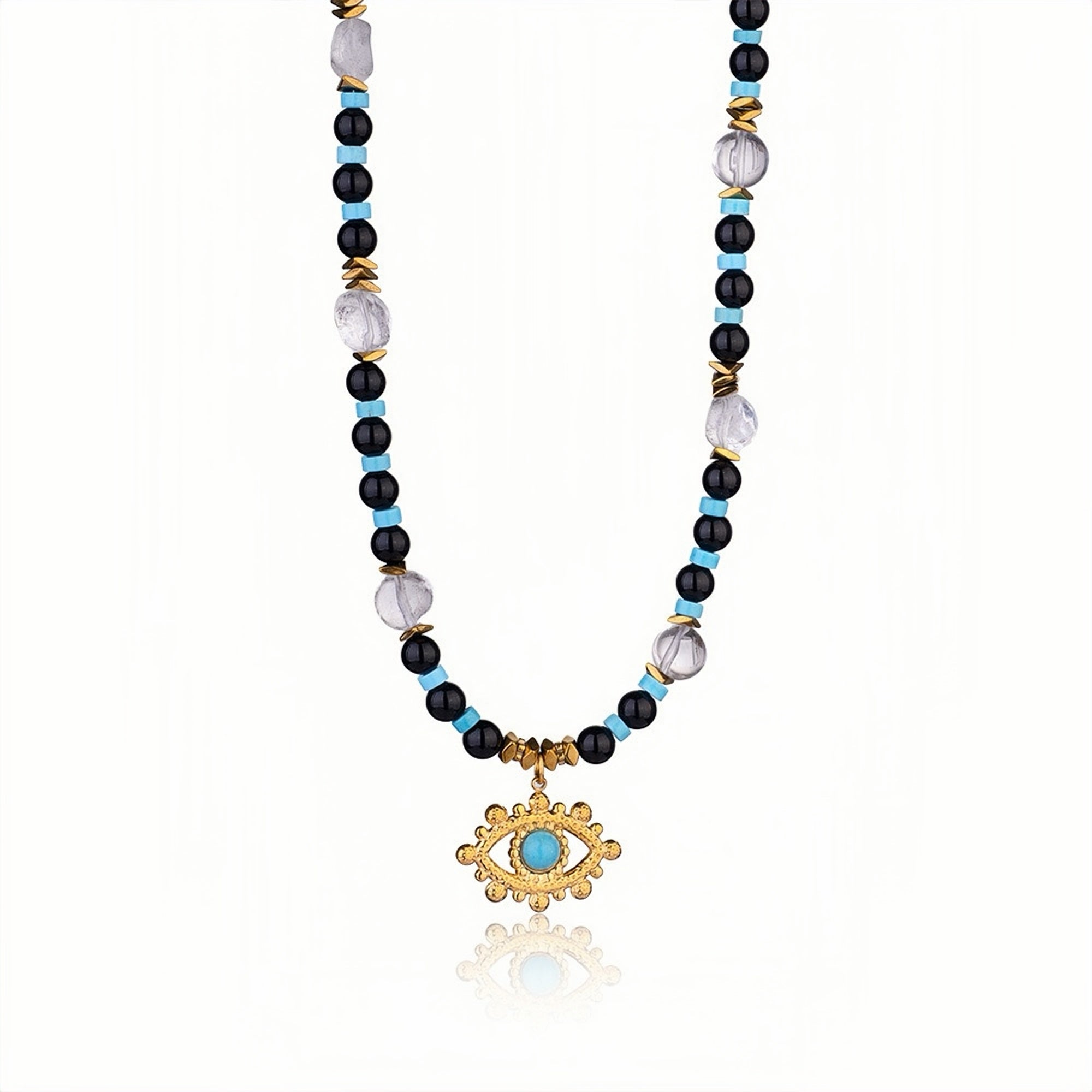 Evil Eye Tiger's & Turquoise Necklace | Protective Spiritual Jewelry - Auratract
