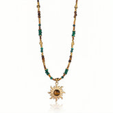 Sunflower Necklace | Tiger’s Eye & Lapis Lazuli For Protection & Inner Peace - Auratract