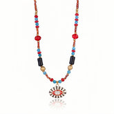 Evil eye necklace with natural stones and colorful beads