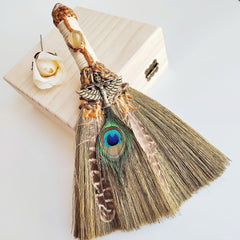 Mini altar smudge broom for energy cleansing and ritual use