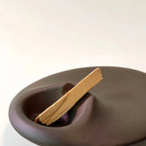 Minimalist brown concrete Palo Santo holder and smudge dish for cleansing, meditation, and crystal rituals