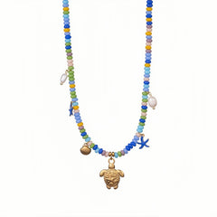 Angel & Sea Turtle Gemstone Necklace | Ocean Vibes & Spiritual Protection Jewelry - Auratract