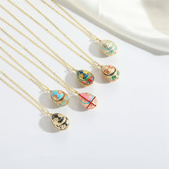 Enamel Egg Pendant Necklace|Easter Egg-Inspired Symbol of Love & Luck - Auratract