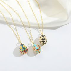 Enamel Egg Pendant Necklace|Easter Egg-Inspired Symbol of Love & Luck - Auratract