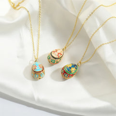 Enamel Egg Pendant Necklace|Easter Egg-Inspired Symbol of Love & Luck - Auratract