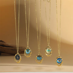 starburst evil eye pendant necklace in gold finish