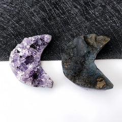 Natural Amethyst Cluster Crescent Moon|Healing Crystal & Home Decor - Auratract