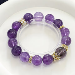 Crystal healing bracelet – Uruguayan Amethyst with 14K gold, symbol of peace and intuition