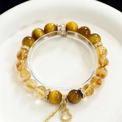 Tiger Eye & Golden Rutilated Quartz Bracelet|For Confidence & Prosperity - Auratract