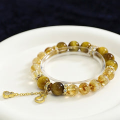 Tiger Eye & Golden Rutilated Quartz Bracelet|For Confidence & Prosperity - Auratract