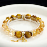 Tiger Eye & Golden Rutilated Quartz Bracelet|For Confidence & Prosperity - Auratract
