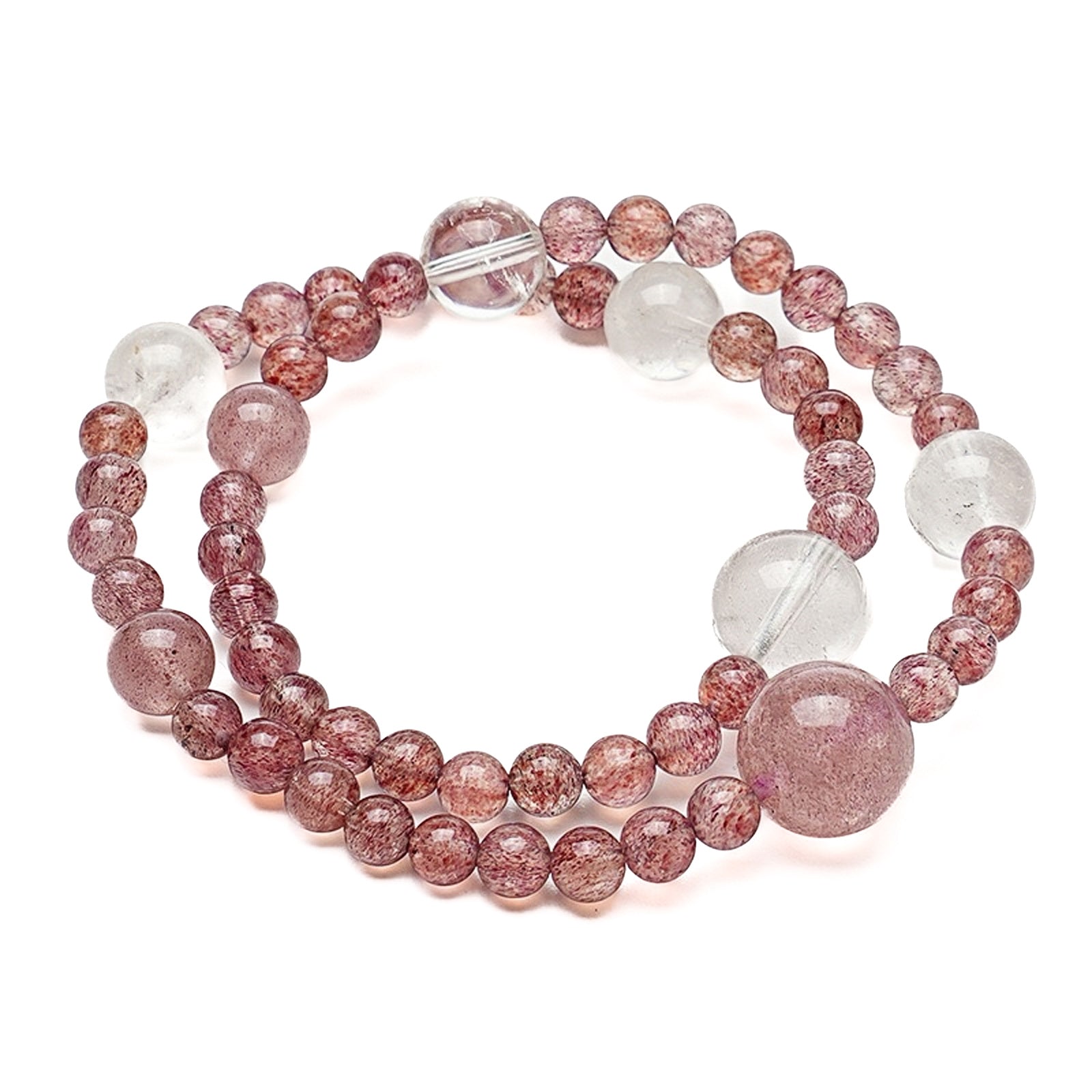 Strawberry Quartz and Clear Quartz bracelet for love, clarity, and energy healing