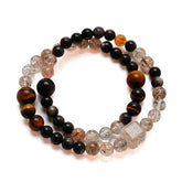 Tiger Eye, Obsidian and Rutilated Quartz healing bracelet for protection and prosperity