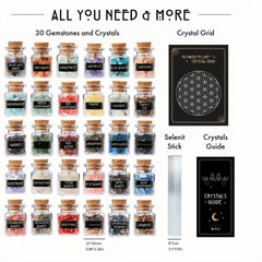 close-up of mini gemstone bottles in a beginner crystal set