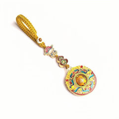 Handcrafted Feng Shui lucky charm pendant with gourd and rotating fortune bead