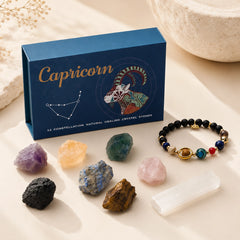 Natural zodiac stones and crystal bracelet gift set for astrology lovers