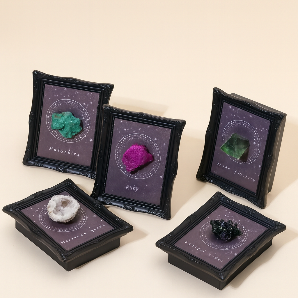 Natural crystal art frame with magnet and stand