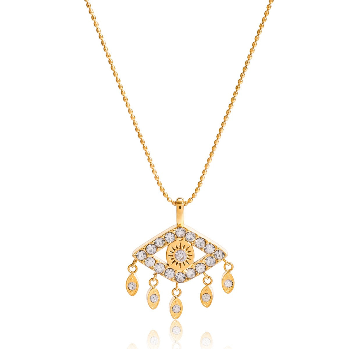 Evil eye zircon necklace in gold stainless steel