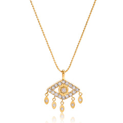 Evil eye zircon necklace in gold stainless steel
