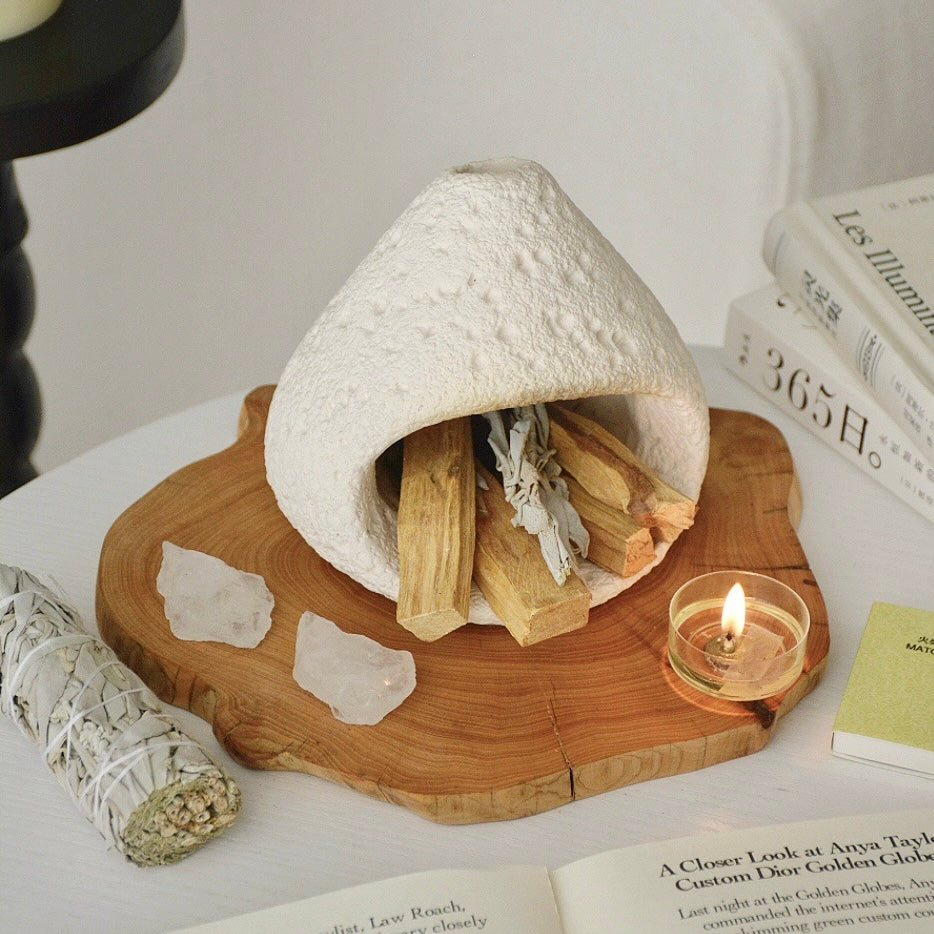 Handcrafted ceramic smudge burner for Palo Santo, sage, incense and crystal cleansing rituals.