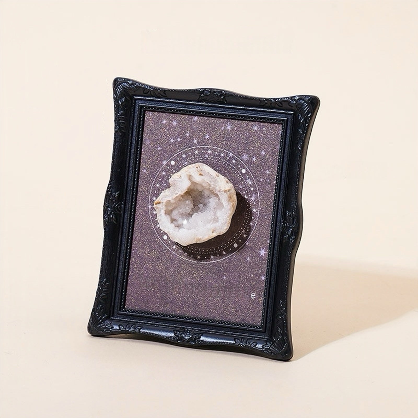 Vintage-style desk crystal display with raised stone