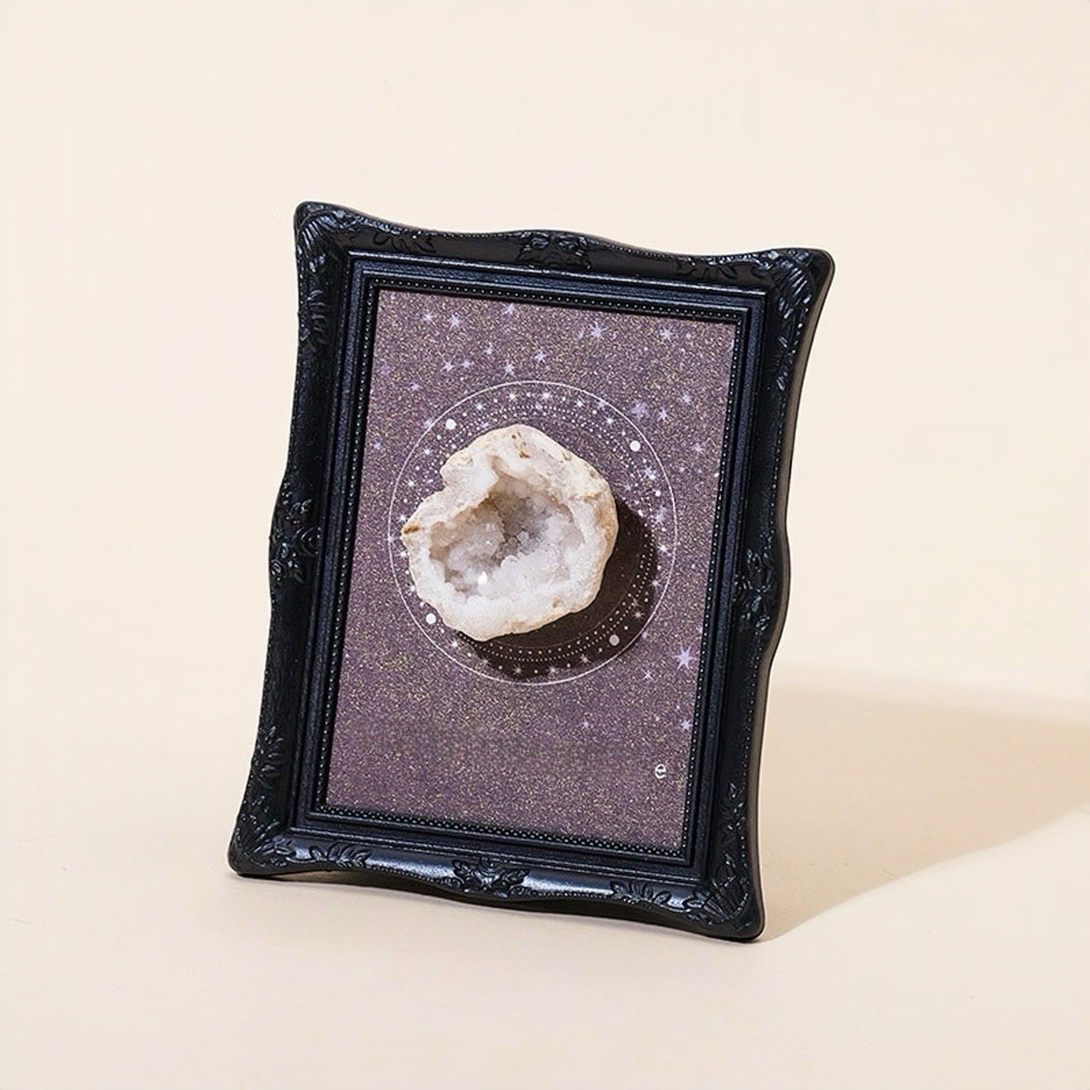 Vintage-style desk crystal display with raised stone