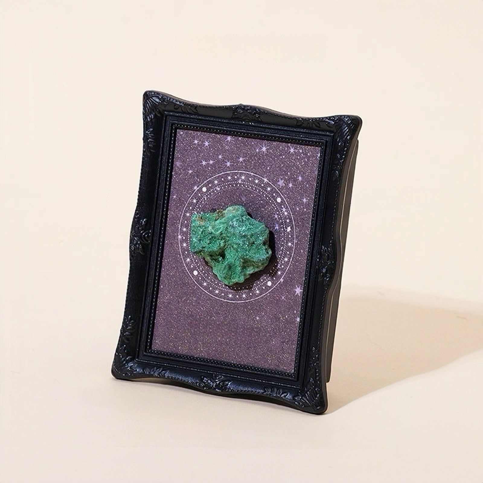 Vintage crystal stone magnetic frame with 3D natural stone display