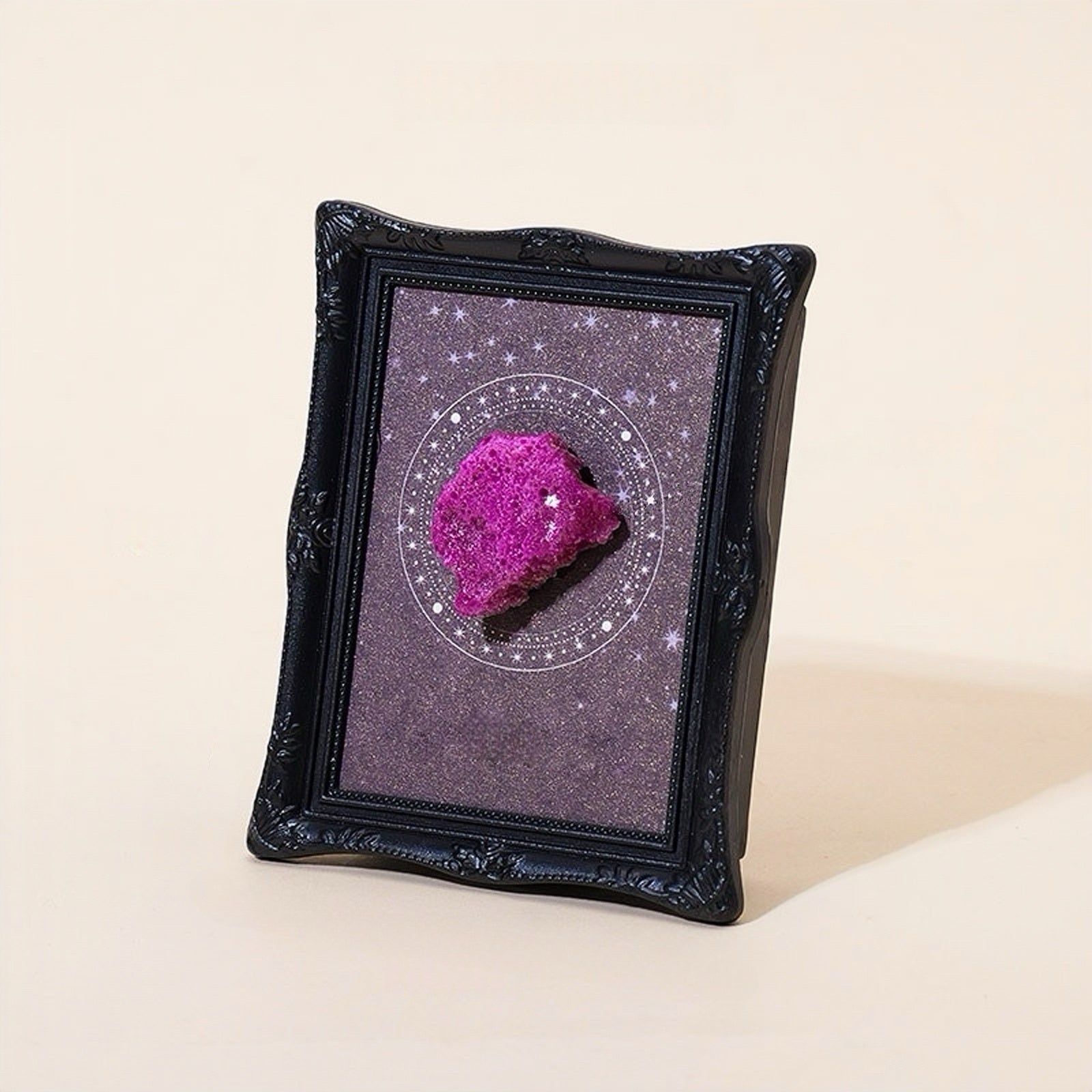 Vintage crystal stone magnetic frame with 3D natural stone display