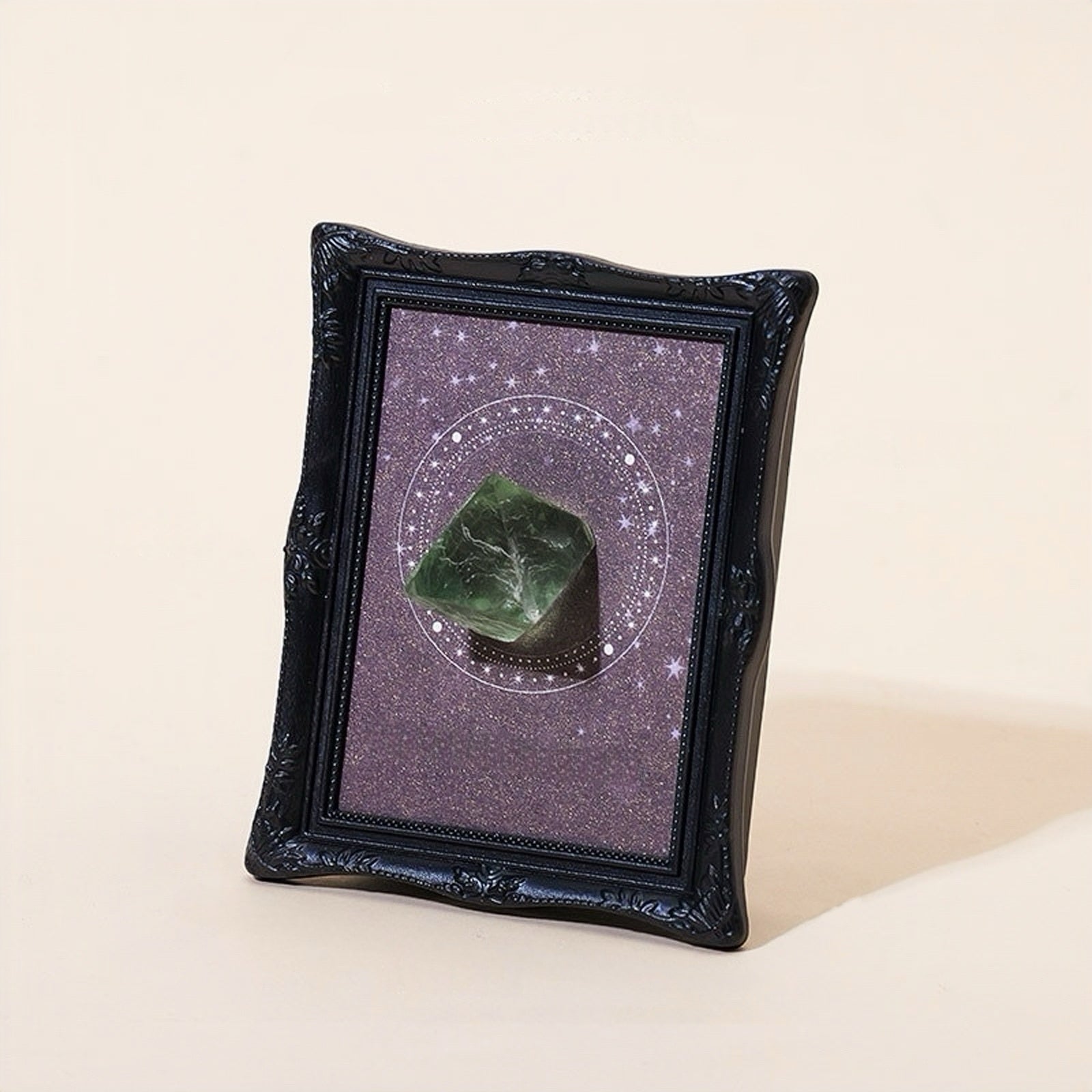 Vintage crystal stone magnetic frame with 3D natural stone display