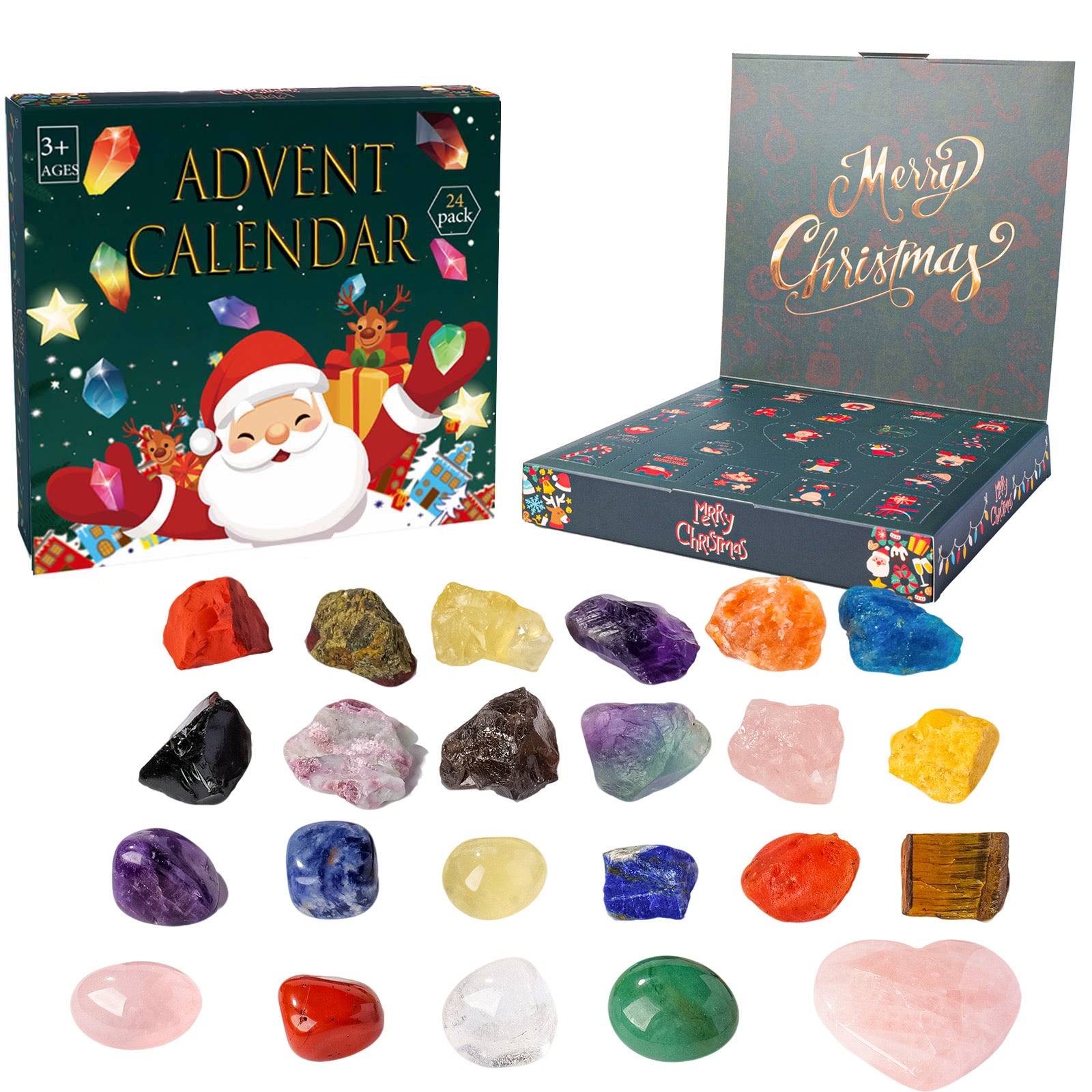 crystal advent calendar with 24 natural gemstones