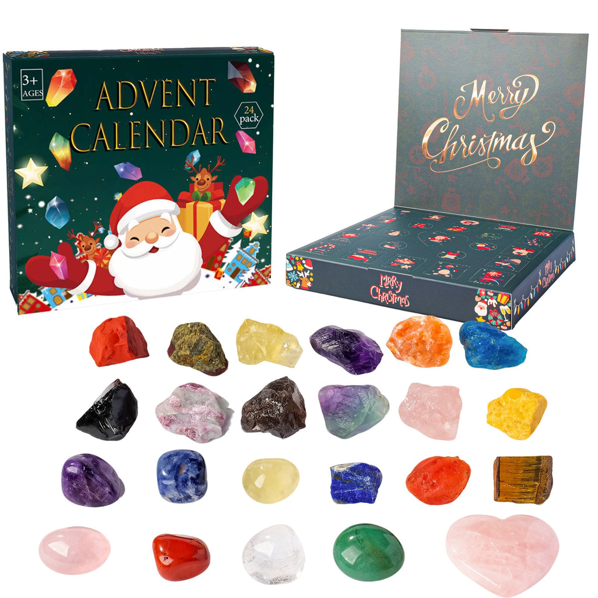 crystal advent calendar with 24 natural gemstones