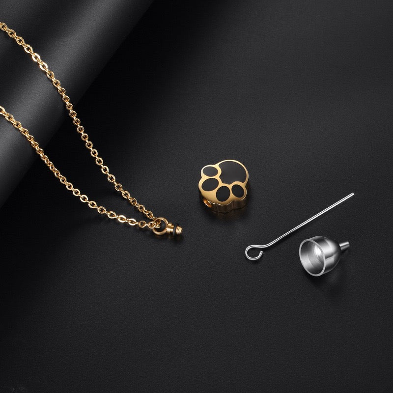 stainless steel paw urn pendant for dog or cat ashes