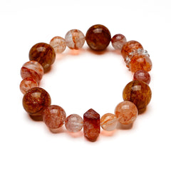 Red Rutilated Quartz bracelet with natural rutile inclusions for passion and prosperity