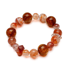 Healing crystal bracelet made of Red Rutilated Quartz beads for energy and confidence