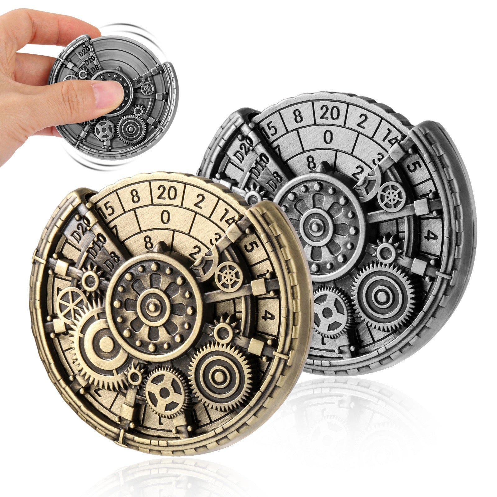 7-in-1 metal meditation wheel fidget spinner in antique brass finish
