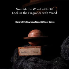 Luxury black walnut wooden aroma diffuser with Saturn-inspired sculptural design