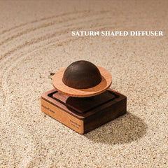 Saturn-shaped wooden aroma diffuser made of black walnut, minimalist meditation decor