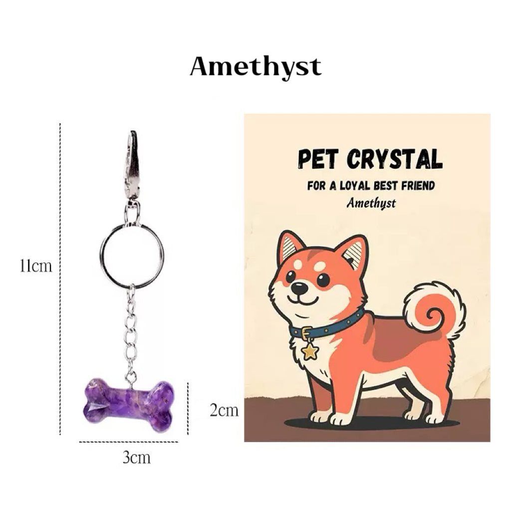 Crystal Pet Bone Charm | Natural Stone Pet Tag & Keepsake