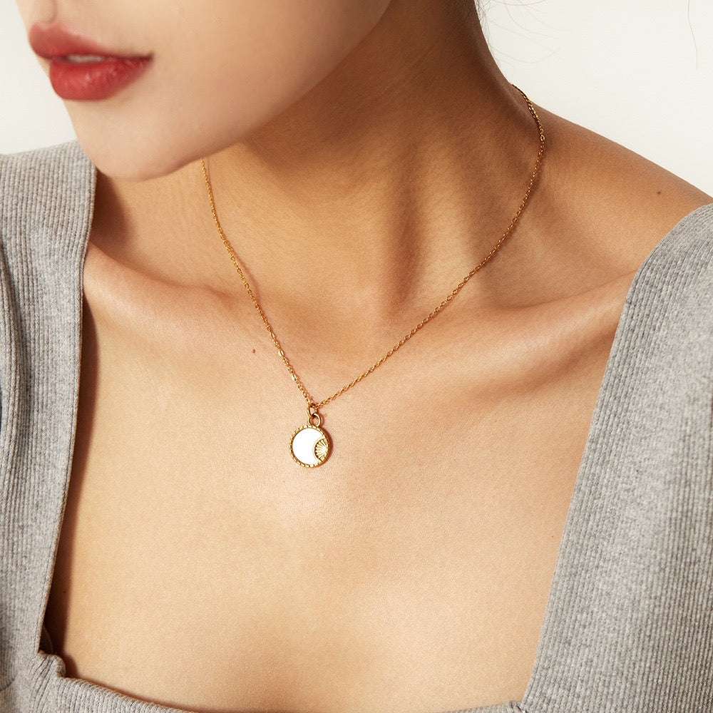 sun and moon shell necklace for inner harmony