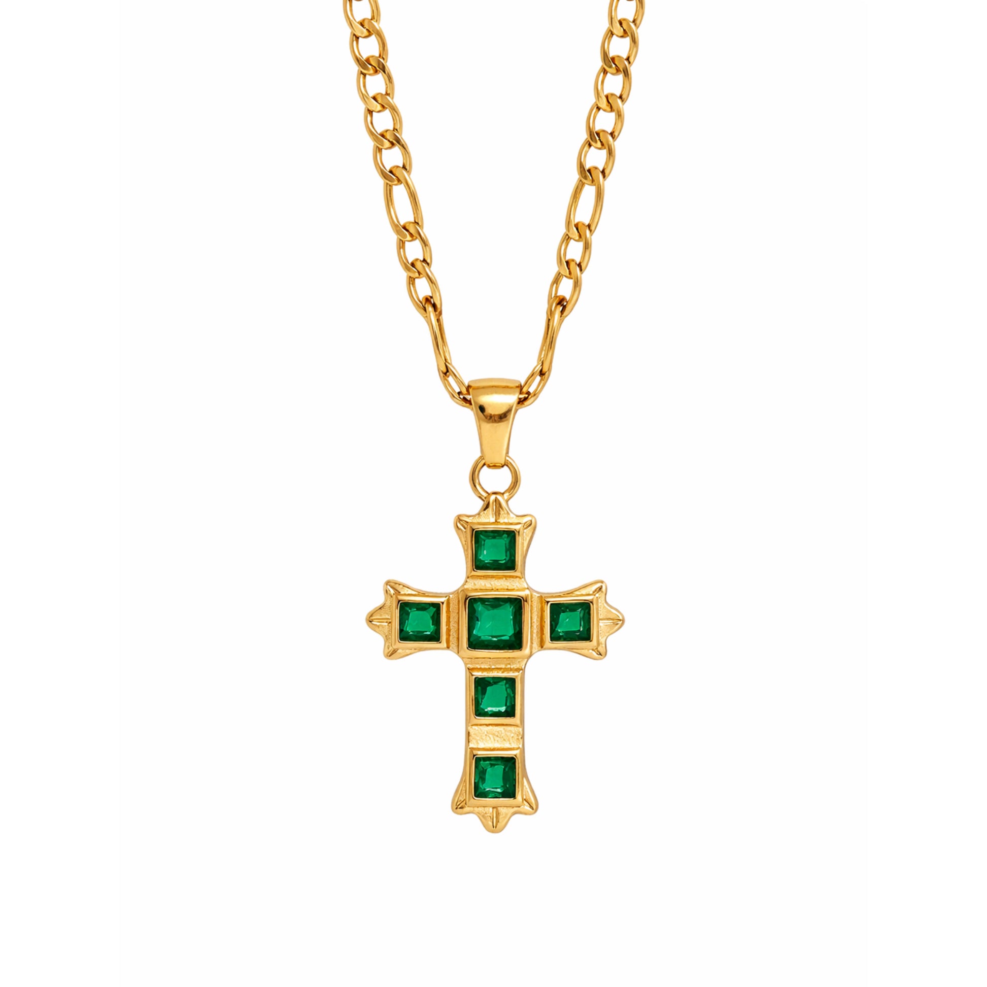 green zircon cross necklace for protection