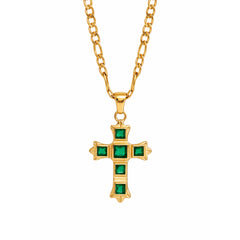 green zircon cross necklace for protection