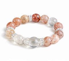 Red Rutilated Quartz & Moonstone Bracelet｜Clarity, Balance & New Beginnings - Auratract