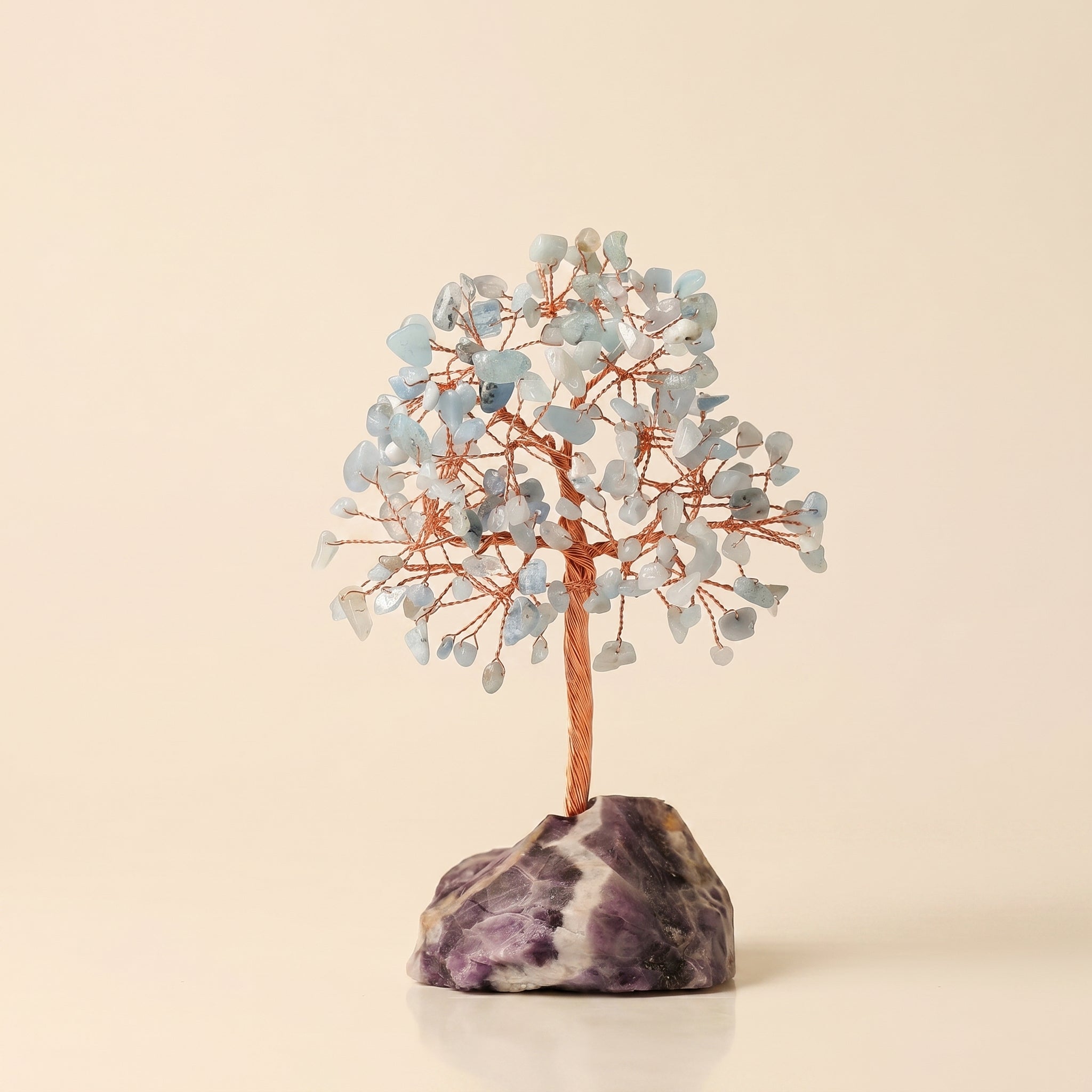 aquamarine feng shui crystal tree with natural amethyst base