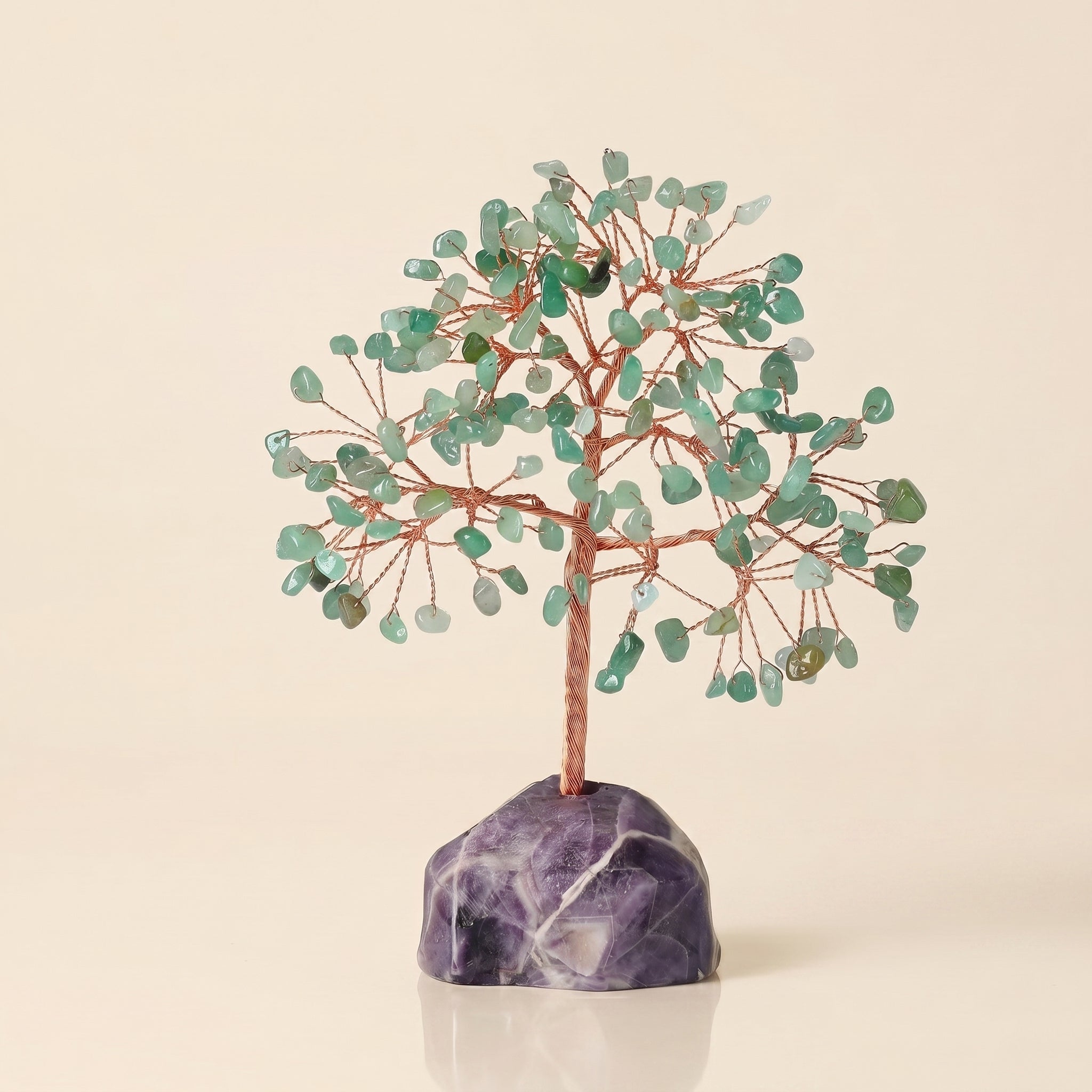 green aventurine feng shui crystal tree with natural amethyst base