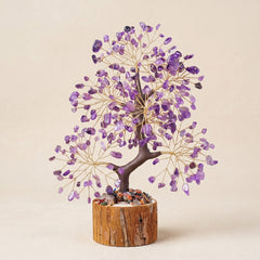 amethyst feng shui crystal tree with wooden base for spiritual calm clarity and protection