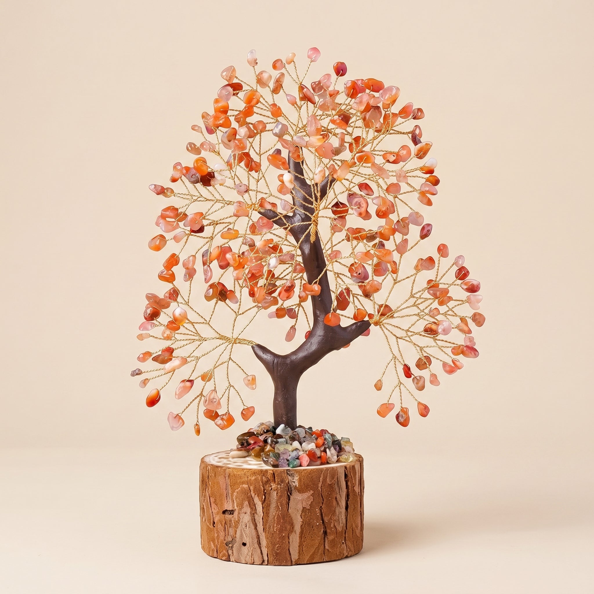 red agate feng shui crystal tree with wooden base for courage vitality and confidence