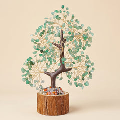 green aventurine feng shui crystal tree with wooden base for luck and growth